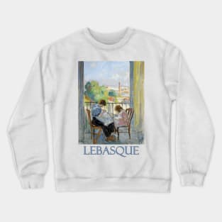 Madame Lebasque and Her Daughter Sewing by Henri Lebasque Crewneck Sweatshirt